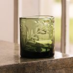 FINAL SALE - GLASS Fern Double Old Fashioned Set of 4 (Dark Green)