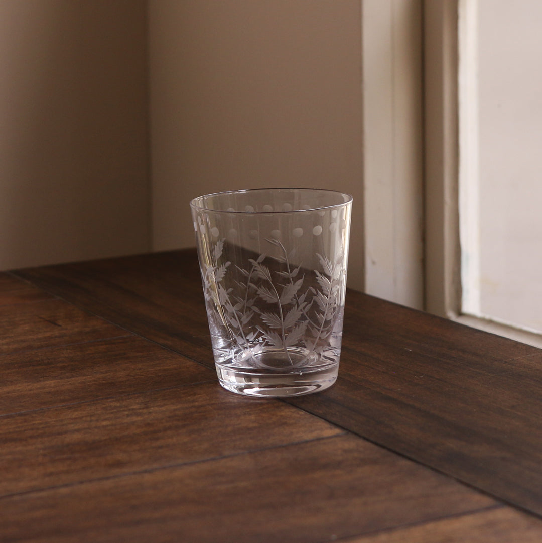 2763 GLASS Fern with Dots Double Old Fashioned Set of 4 (Clear) 14 fl oz - Image 1