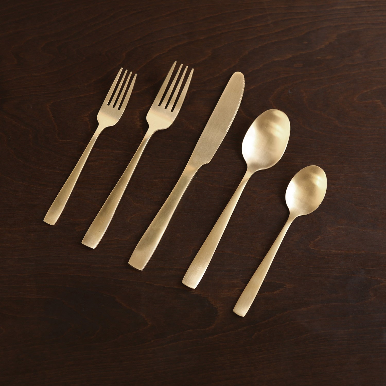 2804 VIDA Charlotte Stainless Flatware Set of 5 (Full Brushed Champagne Gold) - Image 1