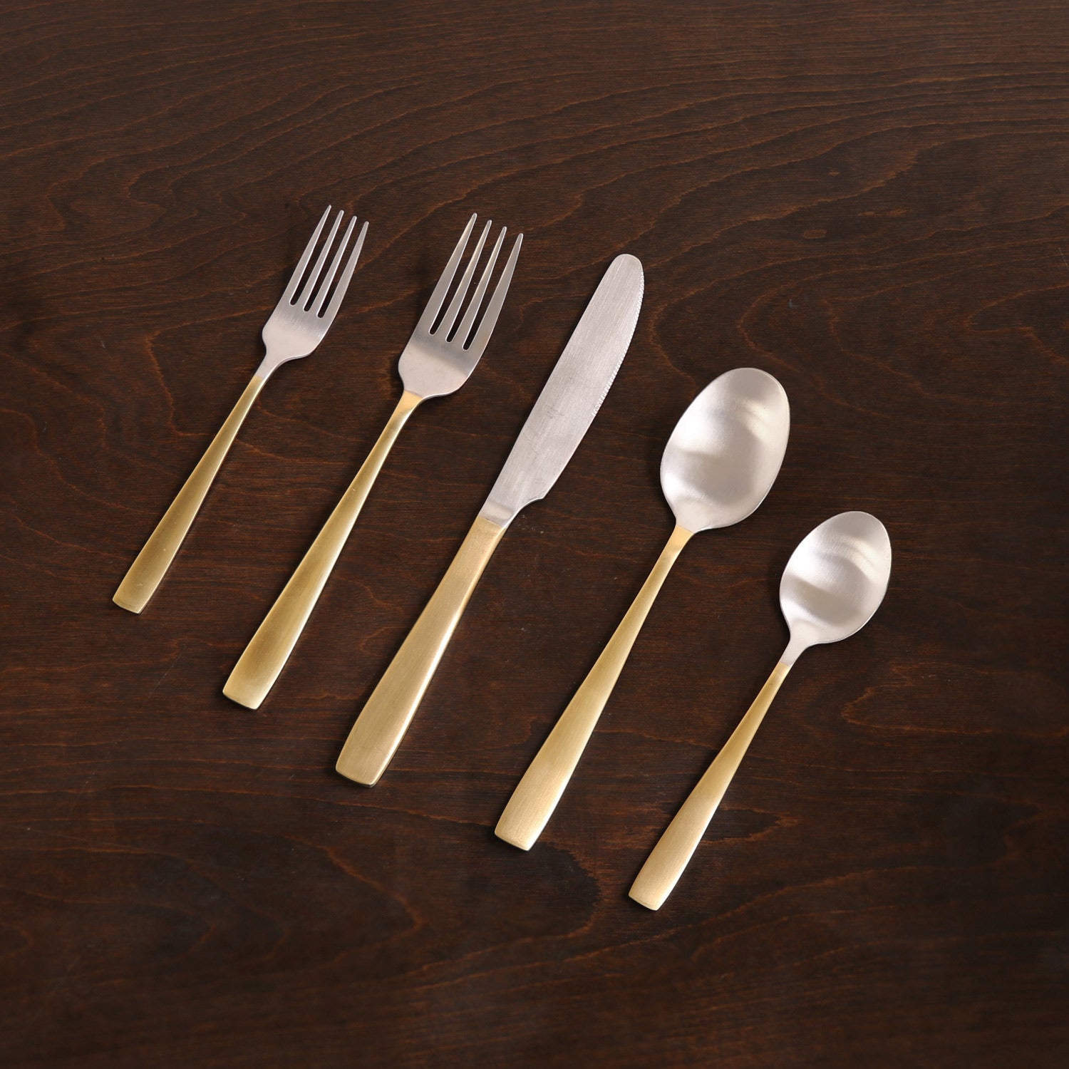 2805 VIDA Charlotte Stainless Flatware Set of 5 (Partial Handle Brushed Champagne Gold) - Image 1