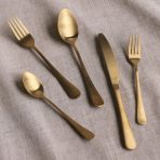 VIDA Droplet Stainless Flatware Set of 5 (Full Brushed  Champagne Gold) - Image 3