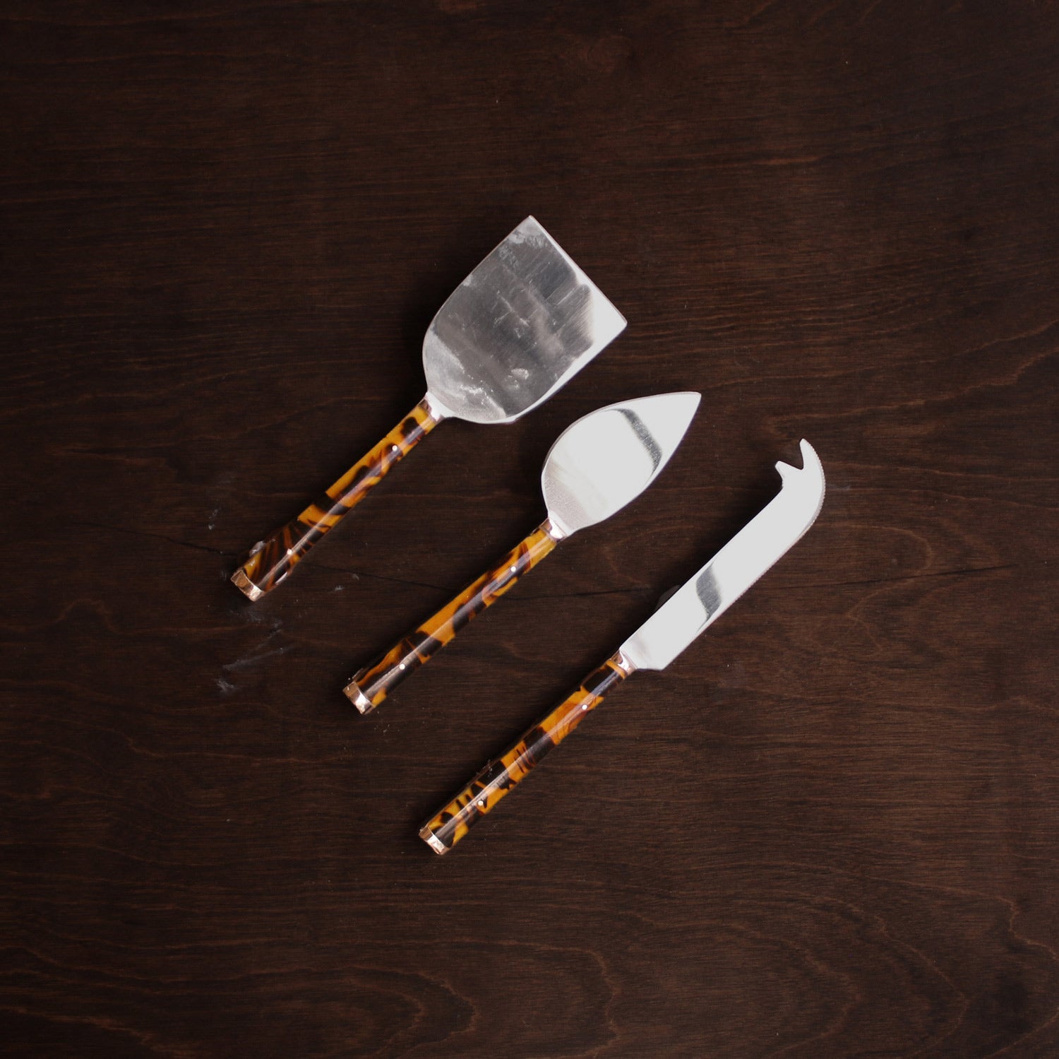 2823 VIDA Tortoise and Stainless Cheese Set of 3 - Image 1