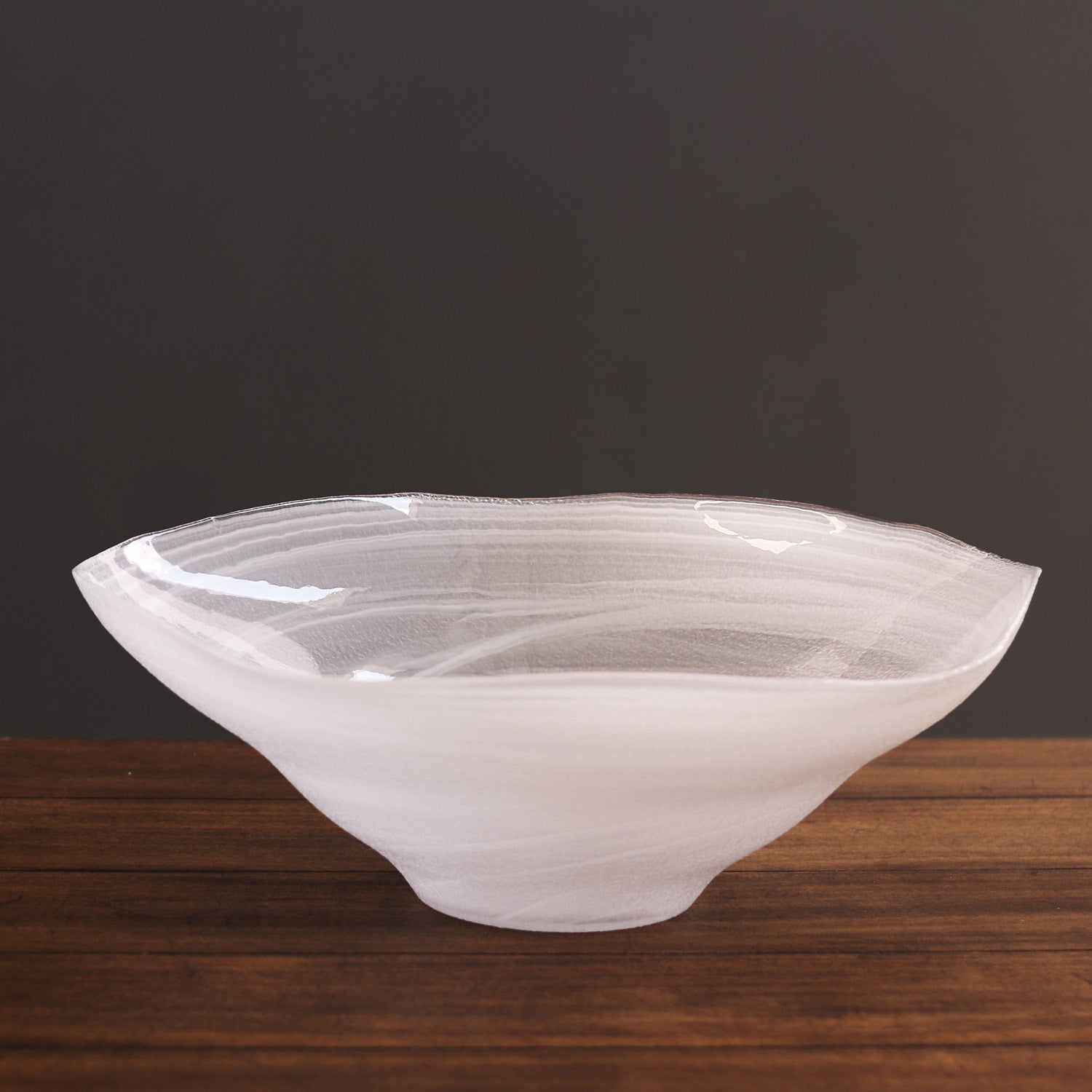 2841 GLASS Alabaster Wave Extra Large Bowl (White) - Image 1