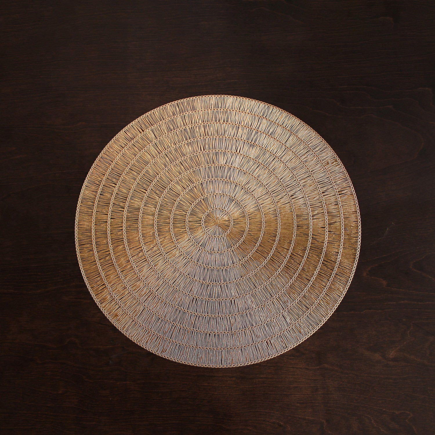 2853 VIDA Basketweave 15" Round Placemats Set of 4 (Gold) - Image 1