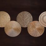 VIDA Basketweave  15" Round Placemats Set of 4 (Gold) - Image 2