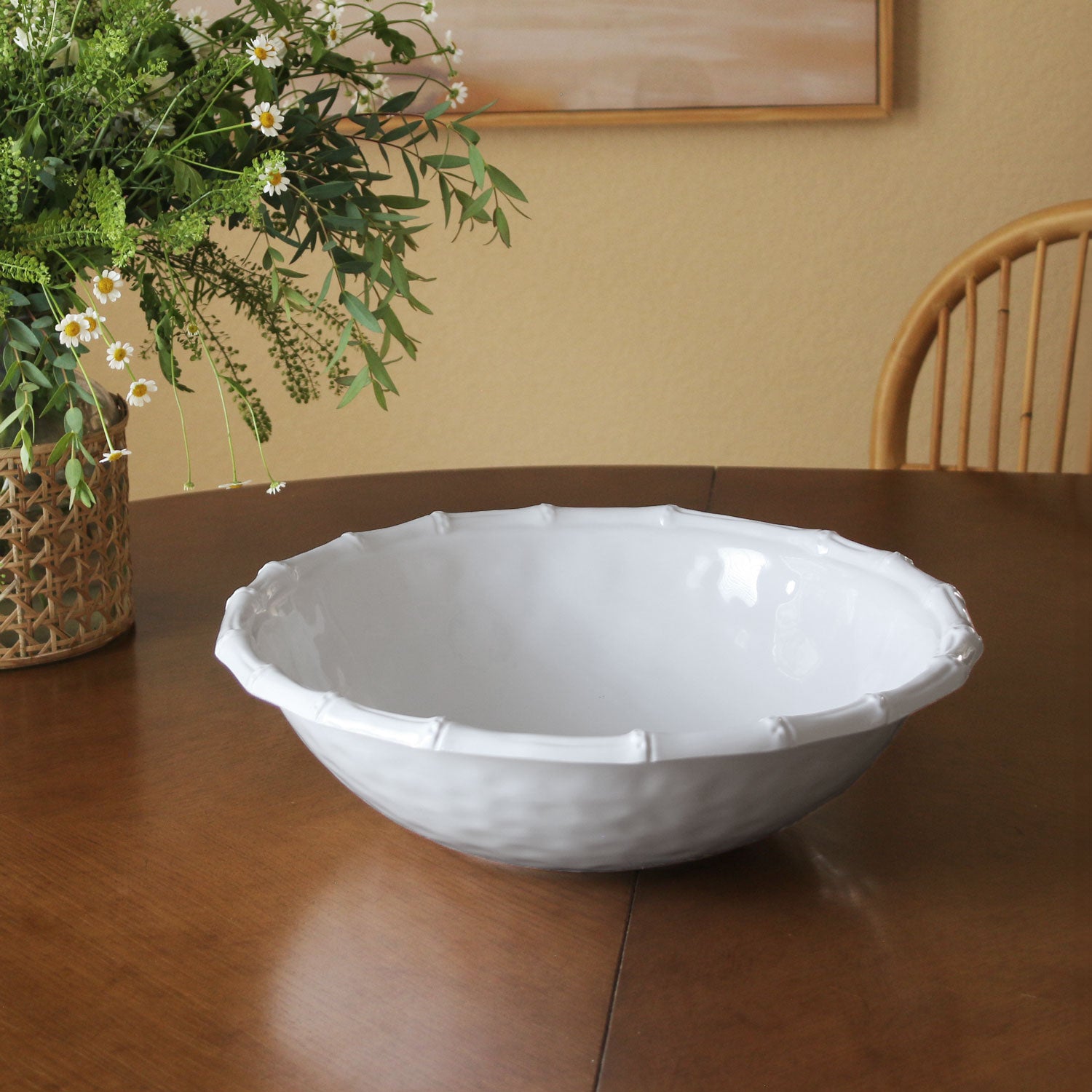 2858 VIDA Bamboo Large Salad Bowl (White) - Image 1