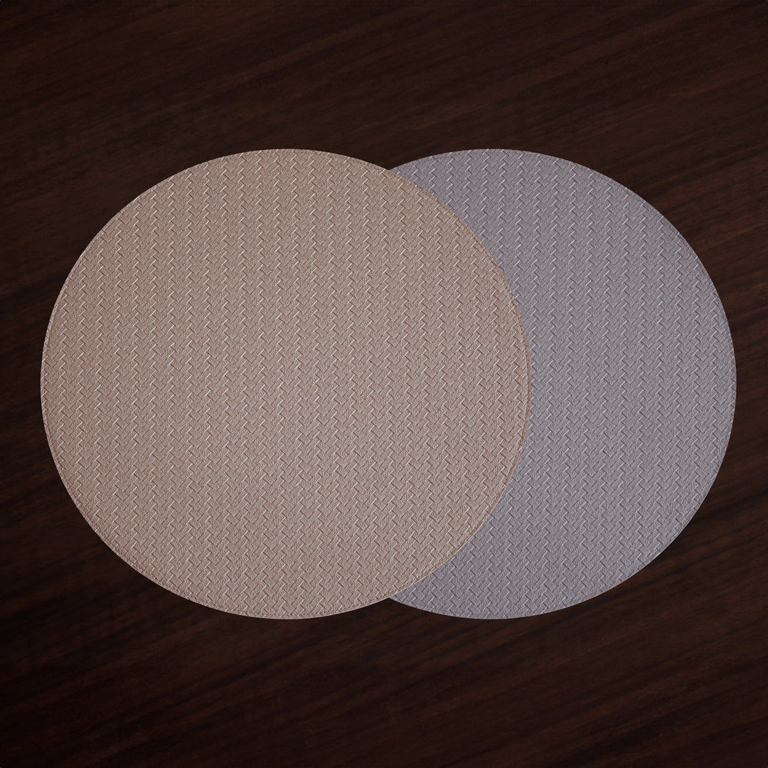 2921_b15bcacc-f374-49ef-a35f-dfd1ad560aa0 FINAL SALE - VIDA Metallic Snakeskin Reversible 15" Round Placemats Set of 4 (Silver and Pewter) - Image 1