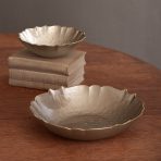 FINAL SALE - GLASS Medium Round Bowl (Taupe and Gold) - Image 3