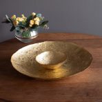 FINAL SALE - GLASS Cracked Extra Large Foil Leafing Centerpiece (Gold) - Image 5