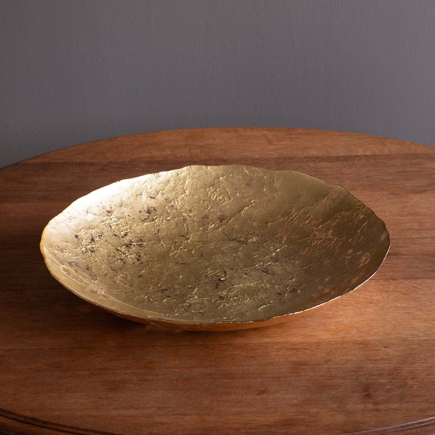 2973_bdccdedf-b441-467b-ab74-c04f165e1ce4 FINAL SALE - GLASS Cracked Extra Large Foil Leafing Centerpiece (Gold) - Image 1