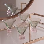 GLASS Venice Martini Set of 4 (Green and Pink) 8 fl oz - Image 3