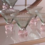 GLASS Venice Martini Set of 4 (Green and Pink) 8 fl oz - Image 5