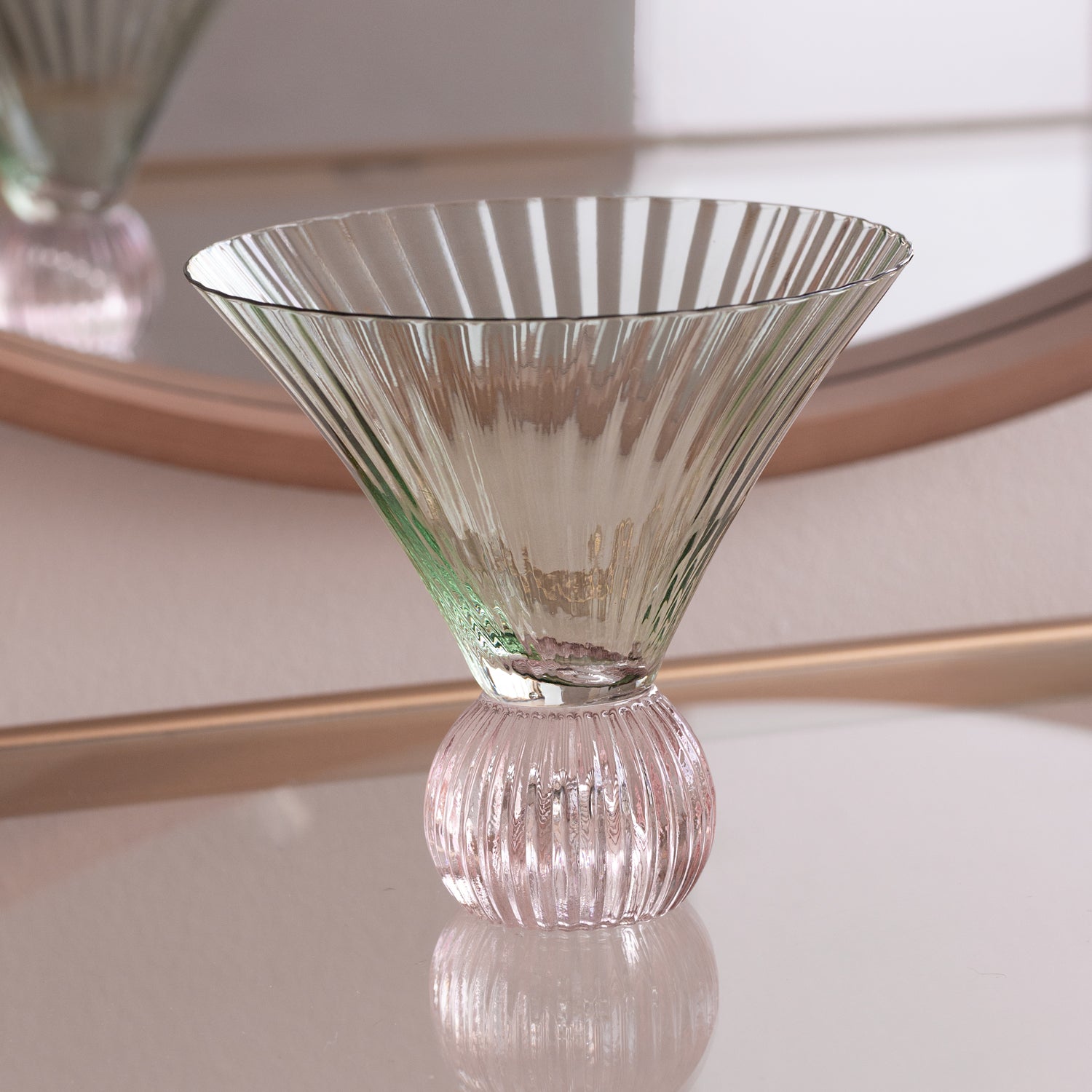 2988_8ed01286-e120-46f7-a4e6-7bcf321df9ab GLASS Venice Martini Set of 4 (Green and Pink) 8 fl oz - Image 1