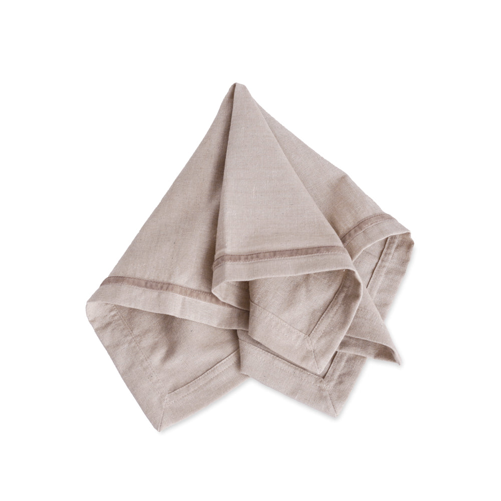 3002 LINENS Velluto Napkins with Border Set of 4 Beige and Beige - Image 1