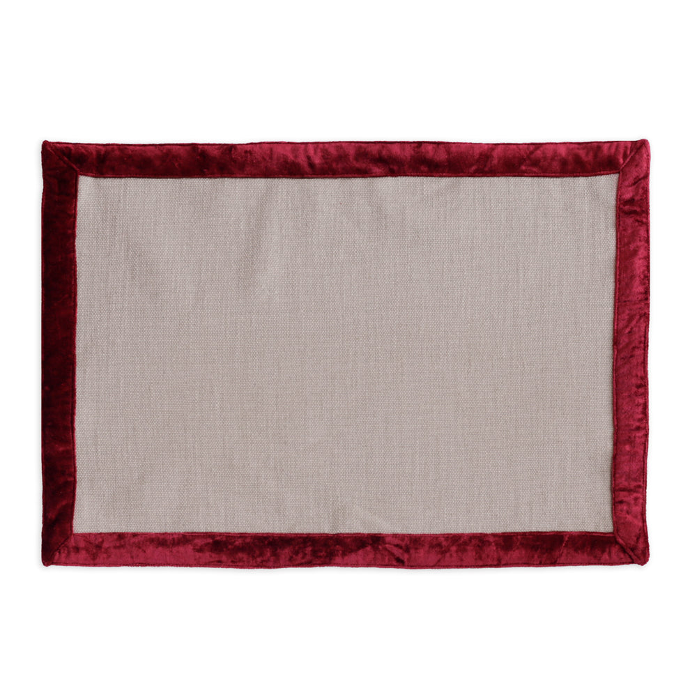 3007 LINENS Velluto Placemats with Border Set of 4 Beige and Red - Image 1