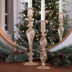 FINAL SALE - GLASS Cambridge Beryl 10" Candlestick Holder Set of 2 (Champagne and Gold) - Image 4
