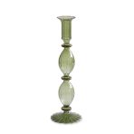 FINAL SALE - GLASS Cambridge Beryl 10" Candlestick Holder Set of 2 (Green and Gold) - Image 2