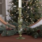 FINAL SALE - GLASS Cambridge Beryl 10" Candlestick Holder Set of 2 (Green and Gold) - Image 3