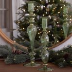 FINAL SALE - GLASS Cambridge Beryl 10" Candlestick Holder Set of 2 (Green and Gold) - Image 4