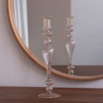 FINAL SALE - GLASS Cambridge Josephine 13.5" Candlestick Holder Set of 2 (Champagne and Gold)