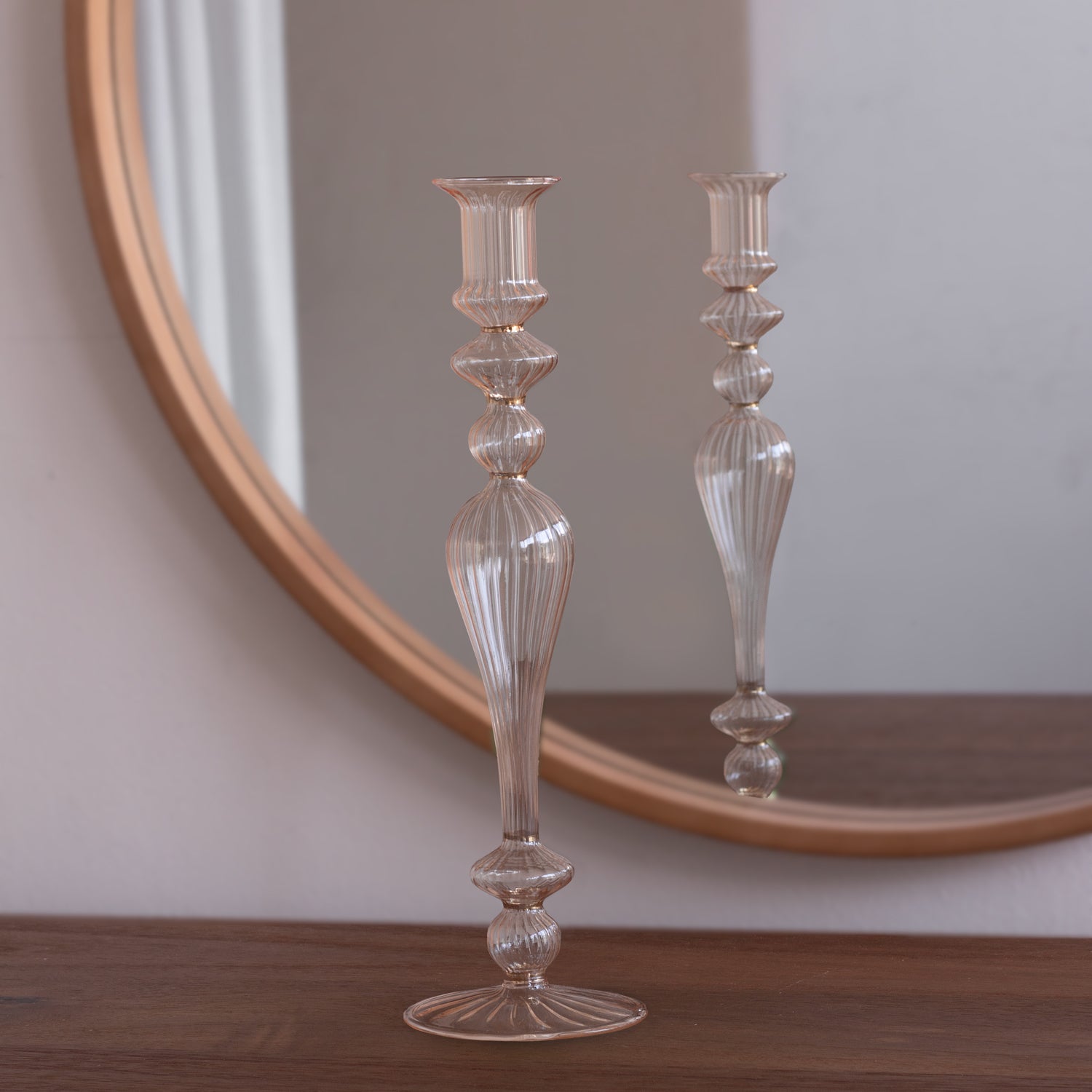 3013_2a2a15a2-b829-402b-9e18-2ac9d748c501 FINAL SALE - GLASS Cambridge Josephine 13.5" Candlestick Holder Set of 2 (Champagne and Gold) - Image 1