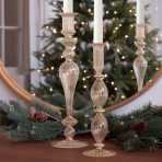 FINAL SALE - GLASS Cambridge Josephine 13.5" Candlestick Holder Set of 2 (Champagne and Gold) - Image 4