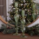 FINAL SALE - GLASS Cambridge Josephine 13.5" Candleholder set of 2 (Green and Gold) - Image 4