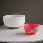 RESIN Rio Large Bowl with Base (White and Green) - Image 5