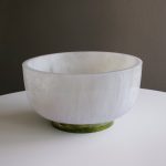 RESIN Rio Large Bowl with Base (White and Green)