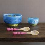 RESIN Rio Large Bowl with Base (Blue and Green) - Image 5