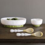 RESIN Rio Small Bowl with Base (White and Green) - Image 6