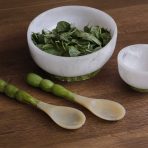 RESIN Rio Small Bowl with Base (White and Green) - Image 4