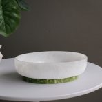 RESIN Rio Large Oval Bowl with Base (White and Green) - Image 3