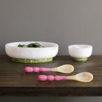 RESIN Rio Large Oval Bowl with Base (White and Green) - Image 5