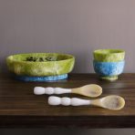 RESIN Rio Large Oval Bowl with Base (Green and Blue) - Image 4
