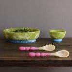 RESIN Rio Large Oval Bowl with Base (Green and Blue) - Image 5