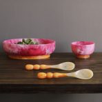 RESIN Rio Large Oval Bowl with Base (Pink and Orange) - Image 4