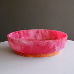 RESIN Rio Large Oval Bowl with Base (Pink and Orange)