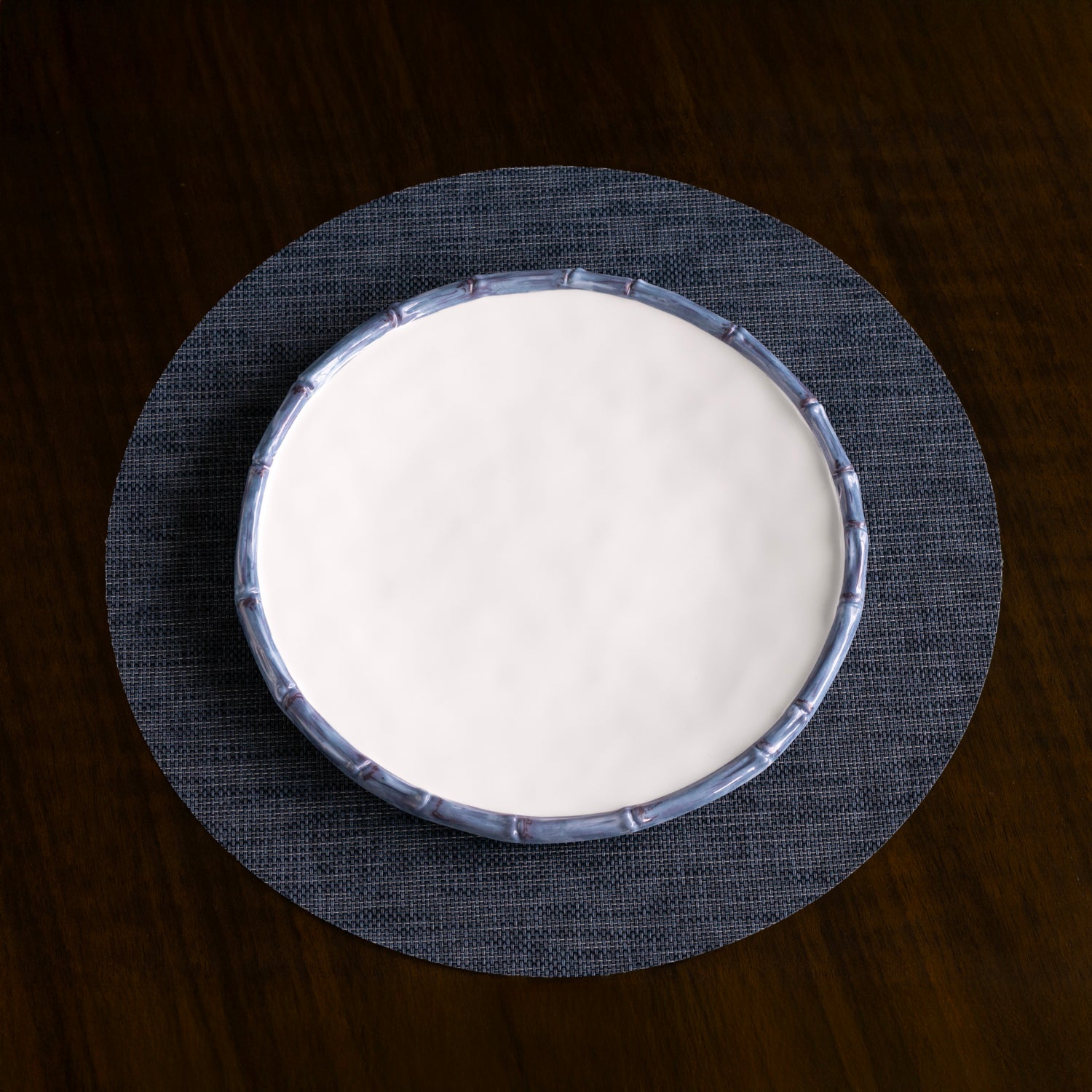 3075 VIDA Bamboo 11" Dinner Plate Set of 4 (White and Blue) - Image 1