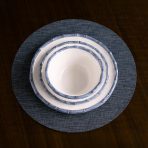 VIDA Bamboo 11" Dinner Plate Set of 4 (White and Blue) - Image 7