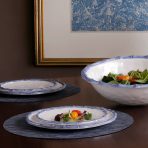VIDA Bamboo 9" Salad Plate Set of 4 (White and Blue) - Image 8
