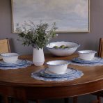 VIDA Bamboo 7.5" Cereal Bowl Set of 4 (White and Blue) - Image 5