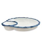 VIDA Bamboo Large Chip and Dip Bowl (White and Blue) - Image 2