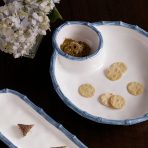 VIDA Bamboo Large Chip and Dip Bowl (White and Blue) - Image 4