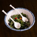 VIDA Bamboo Large Salad Bowl (White and Blue) - Image 3