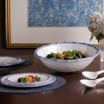 VIDA Bamboo Large Salad Bowl (White and Blue) - Image 5