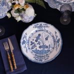 VIDA Faenza 11" Dinner Plate Set of 4 White and Blue - Image 3