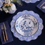VIDA Faenza 11" Dinner Plate Set of 4 White and Blue - Image 4