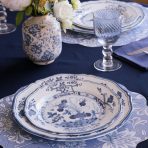 VIDA Faenza 11" Dinner Plate Set of 4 White and Blue - Image 9