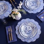 VIDA Faenza 9" Salad Plate Set of 4 White and Blue - Image 4